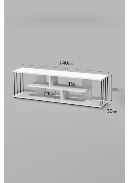 Devin Dekor Tv Sehpası Tv Ünitesi Raflı 140 cm Gzd Plus Beyaz