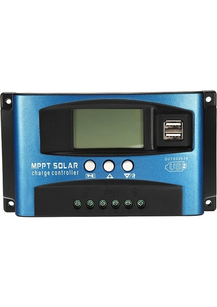 Mppt Güneş Kontrol Cihazı Çift USB LCD Ekran 12V 24V Otomatik Güneş Pili Paneli Şarj Regülatörü Yüklü (60A) (Yurt Dışından)