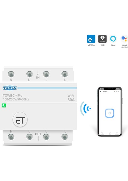 Tomzn 3 Faz 80A Din Ray Wıfı Devre Kesici Akıllı Anahtar Uzaktan Kumanda Ewelink App Akıllı Ev Mcb Zamanlayıcısı Için (Yurt Dışından)