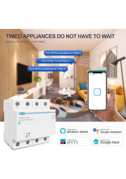 Tomzn 3 Faz 80A Din Ray Wıfı Devre Kesici Akıllı Anahtar Uzaktan Kumanda Ewelink App Akıllı Ev Mcb Zamanlayıcısı Için (Yurt Dışından)