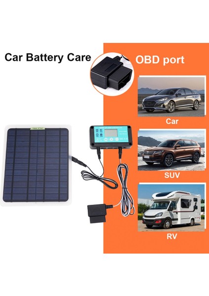 20W Güneş Paneli 12V 10A Pil Denetleyici Araba Şarjı Obd Fişi ile Araç Aküsü Için Açık Pil Kaynağı (Yurt Dışından) fırsatları