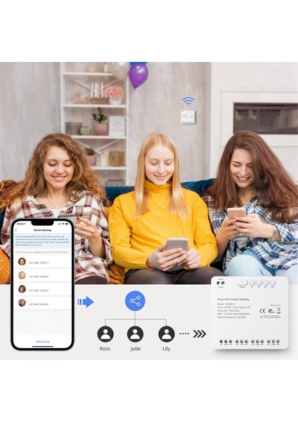 Tuya Wifi 4 Kanal Anahtar Modülü, 7-32V Rf 433 Uzaktan Kumanda Rölesi Dıy Modülü, Alexa, Google Home, Alice ile (Yurt Dışından)