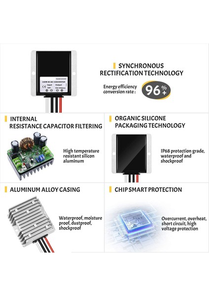Dc/dc Dönüştürücü Regülatör 24V Adım Aşağı 12V 20A 240W Golf Arabası Düşük Voltaj Redüktör Buck Transformatör Su Geçirmez (Yurt Dışından)