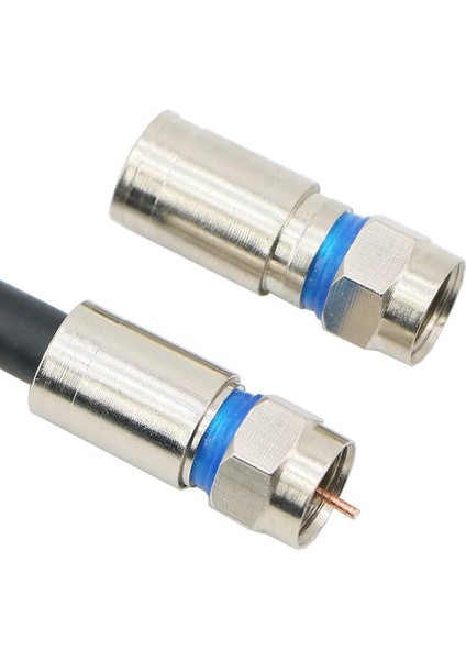 Sıkıştırma Rg6 F Konnektör Koaksiyel Koaksiyel Adaptör Fişi Uydu ve Kablo Tv Için (50 Paket) (Yurt Dışından)