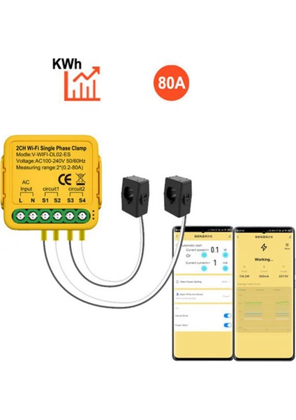 Tuya Ikili Wifi Enerji Ölçer 80A Kelepçeli Ct Kwh Güç Elektrik Tüketimi Monitörü Alexa Google Home(A) (Yurt Dışından) modelleri
