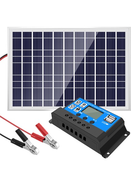 30W 12V Güneş Paneli Akü Şarj Cihazı + 40A Kontrol Cihazı Karavan Araba Tekne Ev Kamp (Yurt Dışından)