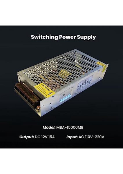 12V 15A 180W Güç Kaynağı Trafosu, Trafo Adaptörü, Anahtarlama Güç Kaynağı, Gerilim Dönüştürücü (Yurt Dışından)