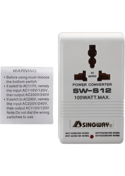 Sıngway 100W 110V/120V Ila 220V/240V Yükseltici ve Düşürücü Voltaj Dönüştürücü Trafo Seyahat Beyaz (Yurt Dışından) modelleri