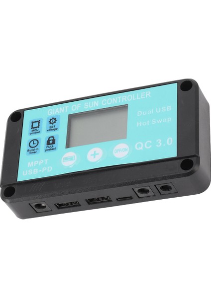 Mppt Solar Şarj Kontrol Cihazı Çoklu Korumalı LCD Ekranlı Solar Solar Qc3.0 Kontrol Cihazı (10A) (Yurt Dışından)