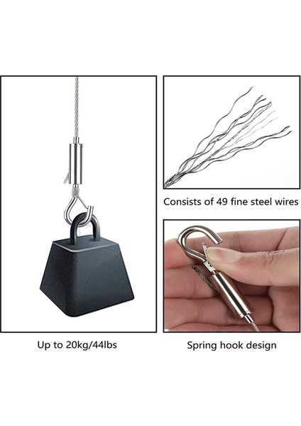 6 Adet Ayarlanabilir Resim Asma Teli, Kancalı 2m x 1.5mm Resim Teli, Paslanmaz Çelik Resim Teli Asma Kiti (Yurt Dışından) fiyatları