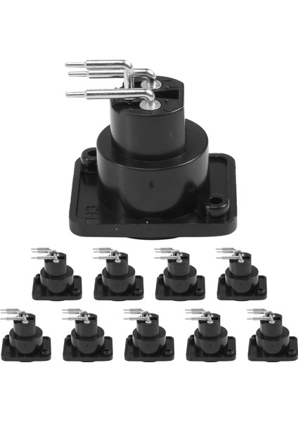 10 Adet Siyah Xlr 3pin Dişi Jack Panel Montajlı Şasi Pcb Soketli Konnektör (Yurt Dışından)