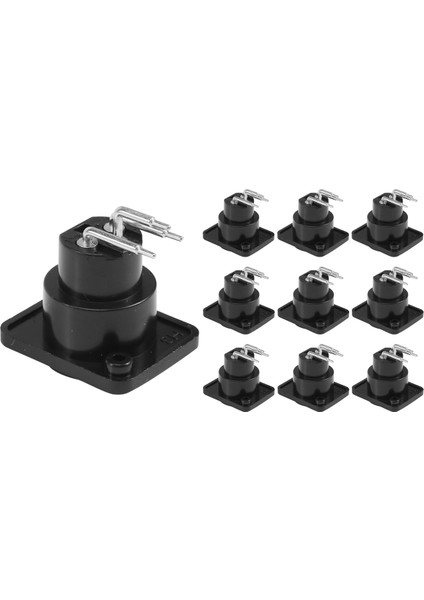 10 Adet Siyah Xlr 3pin Dişi Jack Panel Montajlı Şasi Pcb Soketli Konnektör (Yurt Dışından)