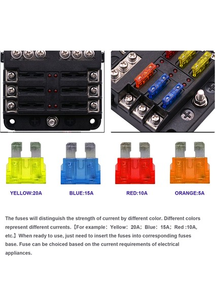 LED Gösterge Işıklı Plastik Kapak M5 Saplama 6 Yollu Bıçak Sigorta Bloğu Sigorta Kutusu Tutucu 100A 32V Oto Araba Deniz Için (Yurt Dışından)