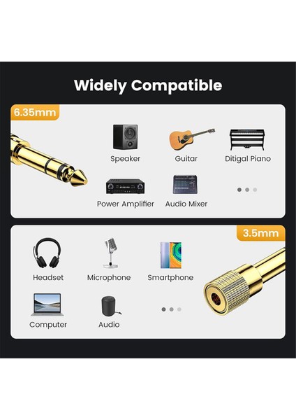 50 Adet 6.5mm 1/4 Inç Jak Fişi Erkekten Dişiye 3.5mm Soket Erkekten Dişiye Ses Kablosu Adaptörü Stereo Saf Bakır Fişler (Yurt Dışından)