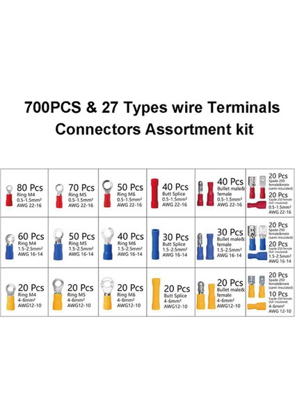 HS-30J Çok Amaçlı Cırcırlı Tel Presleme Pensesi 700 Parça Terminal Soğuk Presleme Pensesi Seti (Yurt Dışından)
