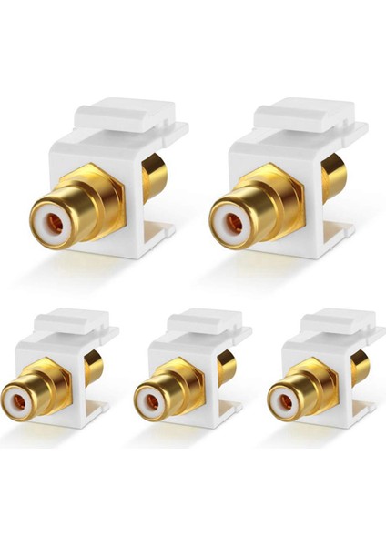 Rca Keystone Jack Ekleme Konnektörü (5 Paket) Soket Dişi Geçmeli Adaptör Bağlantı Noktası Altın Kaplamalı Sıralı Bağlantı Parçası (Beyaz) (Yurt Dışından)