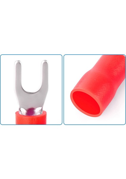 300 Adet Kırmızı 22-16 Awg Yalıtımlı Çatal Kürek U Tipi Kablo Konnektörleri Kiti Elektrik Konnektörleri Sıkma Terminali (Yurt Dışından) modelleri