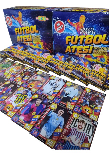 Futbol Ateşi Golden League Legends (48 Mini Kutu 384 Adet Kart) 2025-2026 Son Transfer Futbolcular Oyun Kağıtları