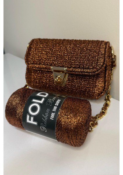 Kanvas Çanta Örgü Kiti 33X18CM - Simli Ribbon Bright Plastik Kanvas Çanta Seti Simli Ip