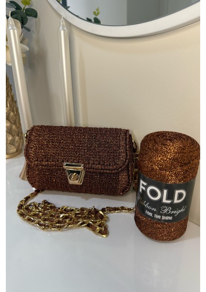 Kanvas Çanta Örgü Kiti 33X18CM - Simli Ribbon Bright Plastik Kanvas Çanta Seti Simli Ip modelleri