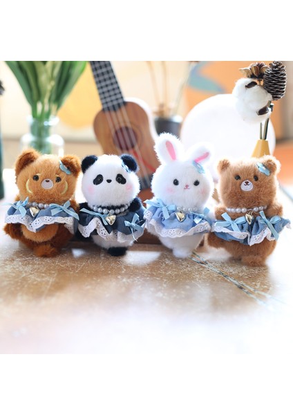 4 Adet Sevimli Sevimli Dans Tavşan Çekicilik Peluş Oyuncak Bebek Rakun Tavşan Çanta Çekicilik Anahtarlık Bebek (Yurt Dışından)