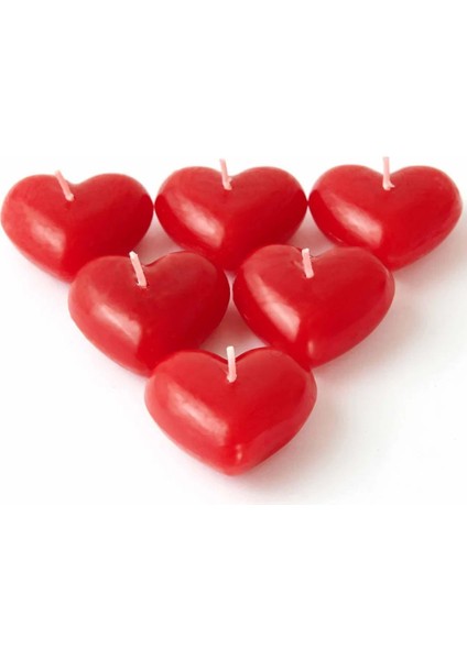 6 Lı Set Kalp Mum 3 cm Sevgililer Günü Süsleme