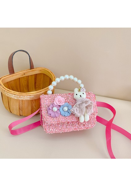 Ins Yeni Kız Çanta Inci Küçük Parfüm Çanta Gelgit Çanta Tüvit Küçük Çiçek Moda Kızlar Prenses Crossbody Çanta (Yurt Dışından)