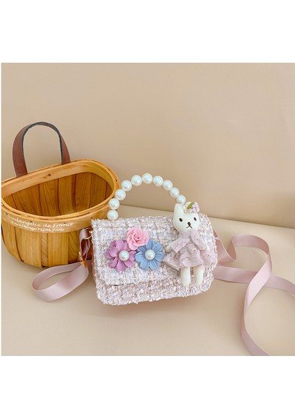 Ins Yeni Kız Çanta Inci Küçük Parfüm Çanta Gelgit Çanta Tüvit Küçük Çiçek Moda Kızlar Prenses Crossbody Çanta (Yurt Dışından)