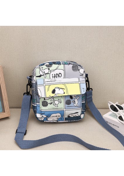 Yeni Moda Naylon Omuz Çantası Kadın Çantası 2023 Yaz Sevimli Karikatür Desen Mini Yüz Crossbody Çanta (Yurt Dışından)