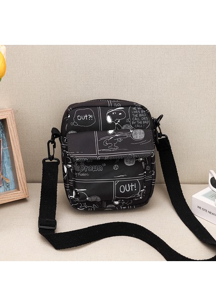 Yeni Moda Naylon Omuz Çantası Kadın Çantası 2023 Yaz Sevimli Karikatür Desen Mini Yüz Crossbody Çanta (Yurt Dışından)