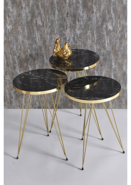 Devin Dekor Zigon Sehpa Gold Tel Bendir