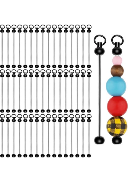 50 Adet Boş Boncuklu Anahtarlık Çubukları El Sanatları Ürünleri Için (Yurt Dışından)
