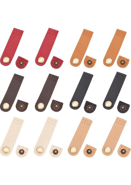 12 Adet Pu Deri Çıtçıt Düğmeler 6 Renk Pu Deri Üzerine Dikilebilir (Yurt Dışından)