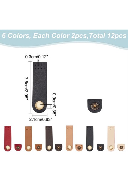 12 Adet Pu Deri Çıtçıt Düğmeler 6 Renk Pu Deri Üzerine Dikilebilir (Yurt Dışından) fiyatları