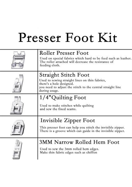 11 Parça Baskı Ayağı Seti Zig Zag Düz Dikiş Ayağı Silindir Ayağı (Yurt Dışından) fırsatları