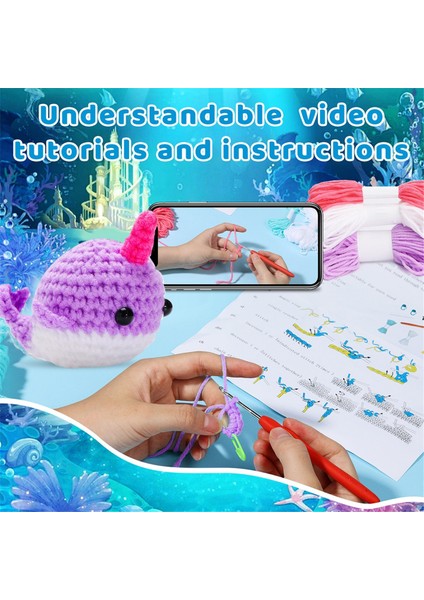 Balina Tığ Işi Seti Örgü Iplik Iğneleri Peluş Bebek Kolay Mor (Yurt Dışından) modelleri