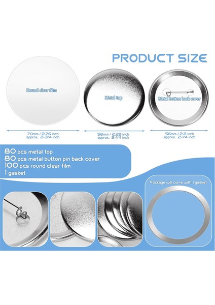 80 Takım 58MM2.25 Inç Metal Düğme Parça Malzemeleri (Yurt Dışından) modelleri