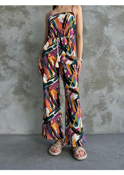 Çok Renkli Desenli Omuzdan Askılı Püsküllü Bürümcük Tulum fiyatları