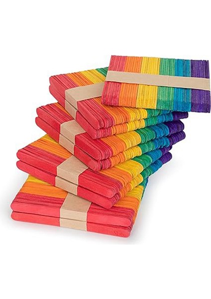 Ahşap Gökkuşağı Renkli El Sanatları El Yapımı Çubuklar Altı Renkli Dondurma Çubukları (Yurt Dışından) indirimleri