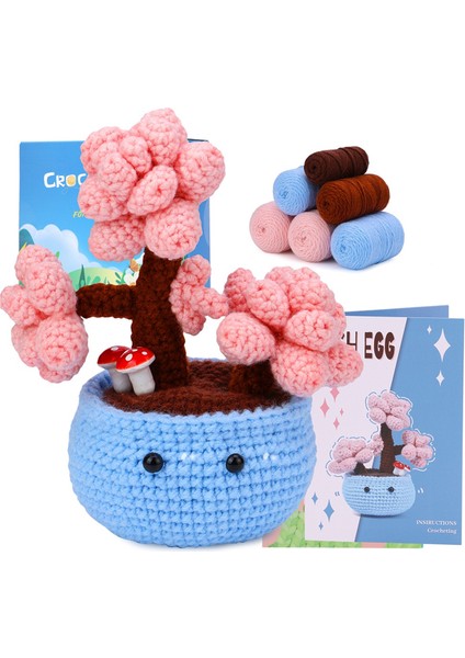 Kendin Yap Şeftali Çiçeği Örgü Seti Örgü Ipliği Iğneleri Peluş Bebek (Yurt Dışından)