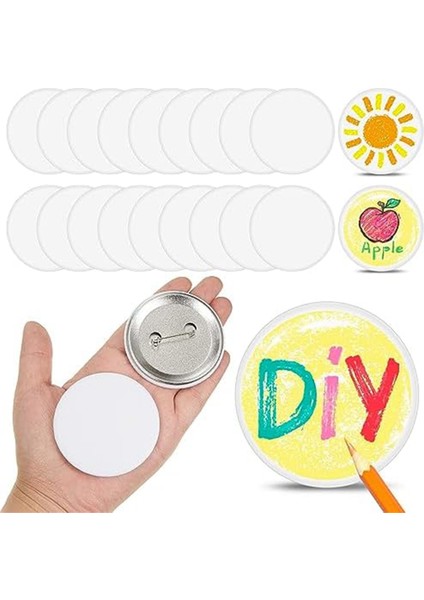 20 Paket Kendin Yap Beyaz Düğme Iğneleri 225 Inç58 mm Boş El Sanatları Düğmesi (Yurt Dışından)