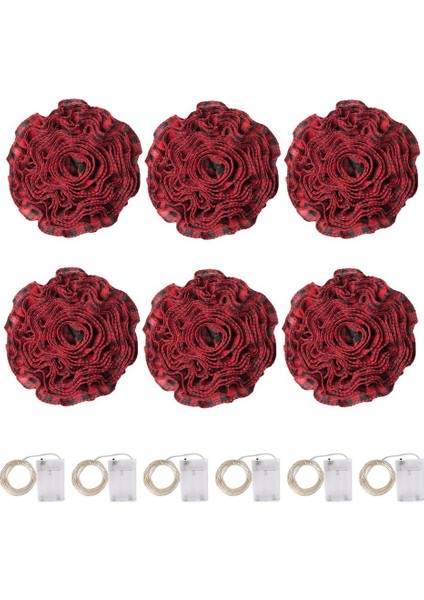 6 Rulo LED Rustik Noel Ağacı Çelengi Kurdele El Sanatları Siyahkırmızı (Yurt Dışından)