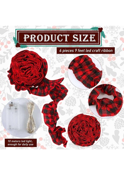 6 Rulo LED Rustik Noel Ağacı Çelengi Kurdele El Sanatları Siyahkırmızı (Yurt Dışından) modelleri