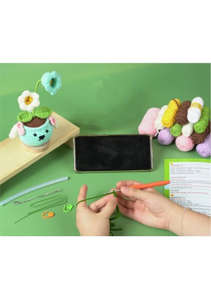 Kendin Yap Saksı Bitkisi Örgü Seti Örgü Ipliği Iğneleri Peluş Bebek (Yurt Dışından) fırsatları