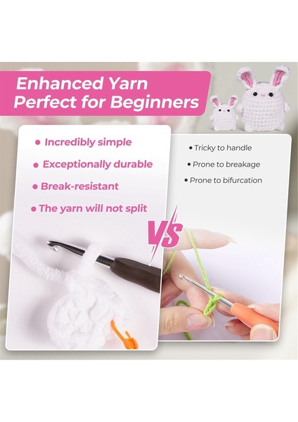 Dıy Tavşan Tığ Işi Seti Örgü Ipliği Iğneleri Peluş Bebek Kolay (Yurt Dışından) modelleri