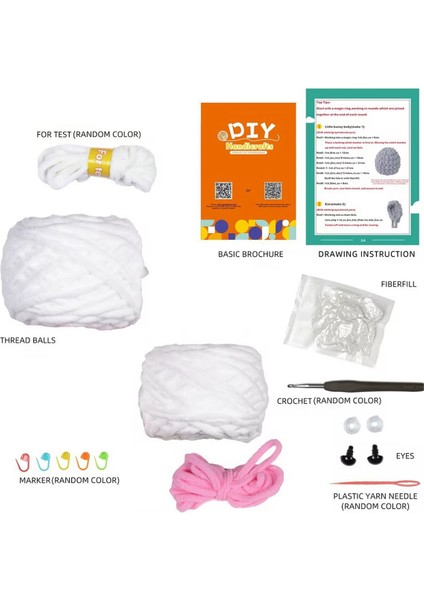 Dıy Tavşan Tığ Işi Seti Örgü Ipliği Iğneleri Peluş Bebek Kolay (Yurt Dışından) fırsatları