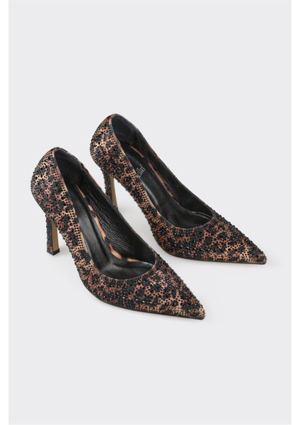 Mıcam 2715 Kadın Taşlı Kapalı Abiye Ayakkabı Leopar fiyatları