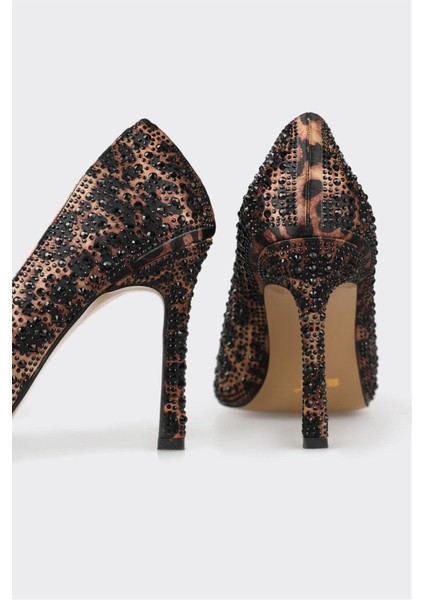 Mıcam 2715 Kadın Taşlı Kapalı Abiye Ayakkabı Leopar fırsatları
