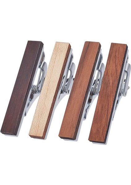 Erkekler Için 4 Adet Ahşap Kravat Klipsi Doğal Kravat Çubuğu Moda Kişiselleştirilmiş (Yurt Dışından)