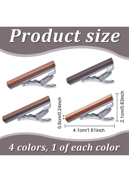 Erkekler Için 4 Adet Ahşap Kravat Klipsi Doğal Kravat Çubuğu Moda Kişiselleştirilmiş (Yurt Dışından) fiyatları